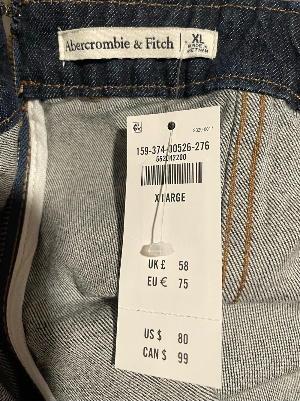 Abercrombie & Fitch Dark Blue Strapless Button-Front Denim Mini Dress new w\ tag